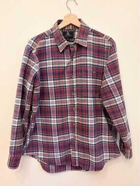 Vintage 1990s Sears The Men’s Store Plaid Flannel Shirt Men’s Large Red Blue